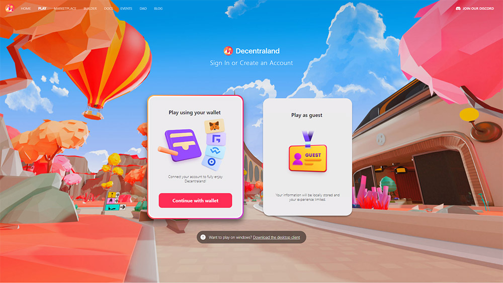 Decentraland Login